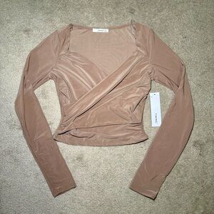 Timing Women's Tan Wrap Blouse